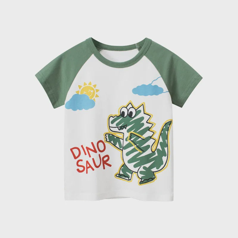 Zomer T-shirts Jongens 2-8 Jaar - Katoen, Korte Mouw met Leuke Prints