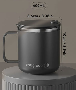 Geïsoleerde Koffiemok met Deksel - 400ML Dubbelwandig RVS Drinkbeker