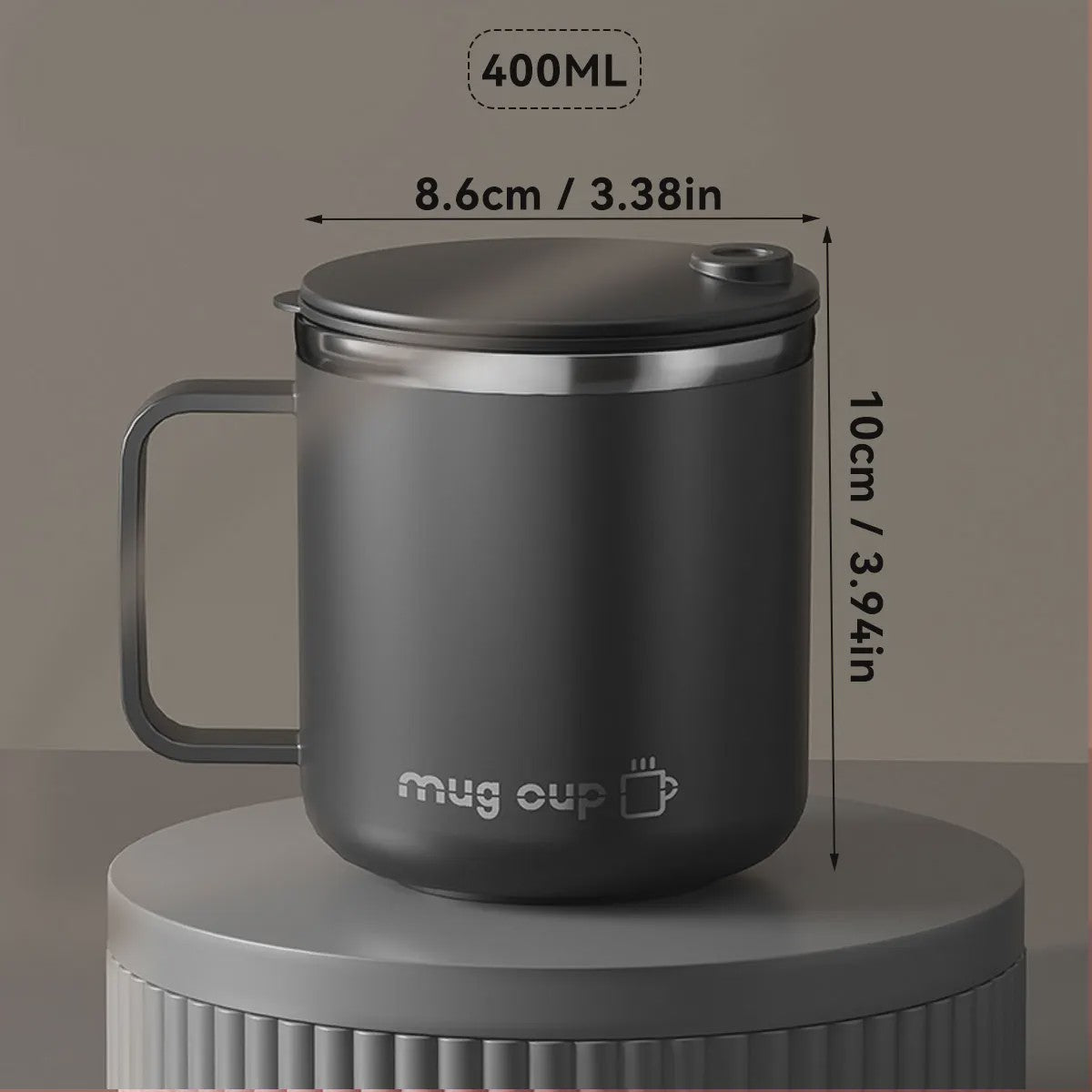 Geïsoleerde Koffiemok met Deksel - 400ML Dubbelwandig RVS Drinkbeker