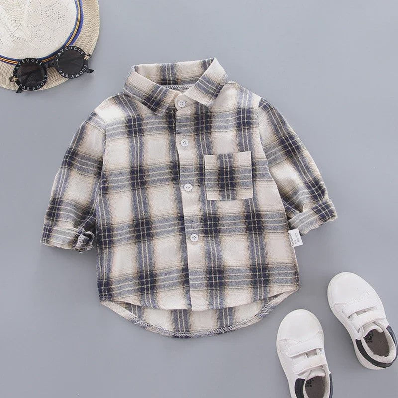 Lange Mouwen Jongens Shirt in Plaid Katoen - Perfect voor de Lente (1-4 Jaar)