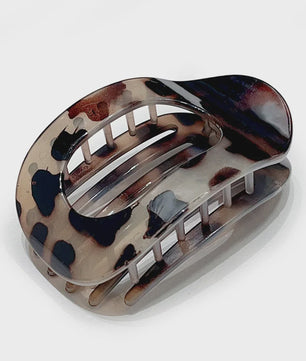Moderne Ovalen Haarklem met Luipaardprint - Stijlvolle Acryl Haarclip voor Dames