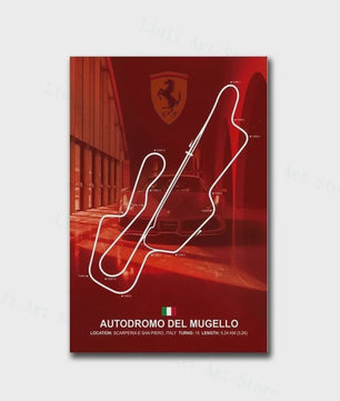 Formule 1 Circuit Poster Canvas - F1 Race Track Kunst Print voor Woonkamer Decoratie