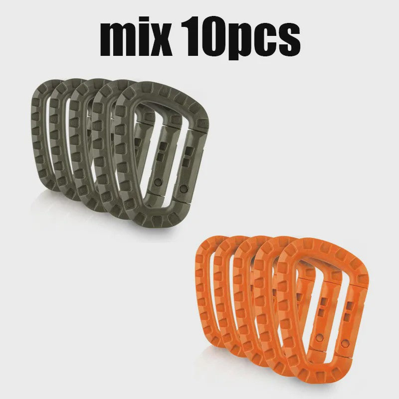Tactische D-vormige Plastic Karabijnhaak - Set van 5, 10, 15 of 20 stuks - Outdoor & Camping Gear
