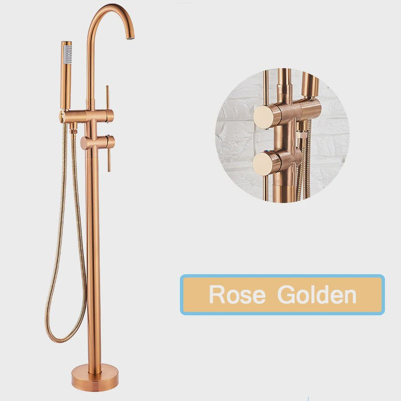 Vrijstaande Badkraan met Douchefunctie - Zwart, Chroom, Goud - Zwenkbare Uitloop & Warm/Koud Water Mixer