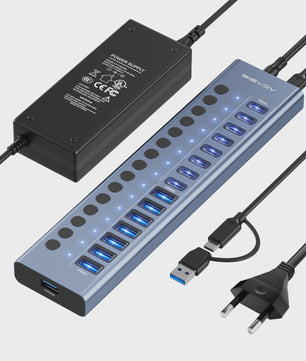 Acasis 16-Poorts USB Hub 10Gbps met Individuele Schakelaars & Snelle Data Transfer