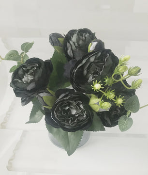 Roze Zijden Pioen Kunstboeket 30cm - 5 Grote Bloemen & 4 Knopen voor Decoratie