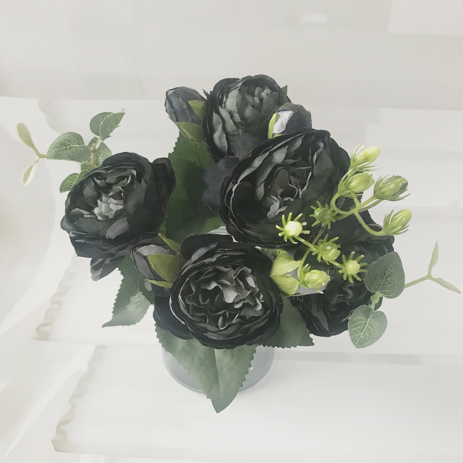 Roze Zijden Pioen Kunstboeket 30cm - 5 Grote Bloemen & 4 Knopen voor Decoratie