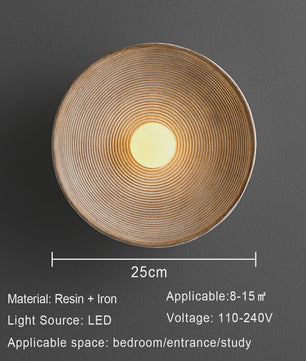 Nordic Wabi-Sabi Wandlamp Rond - Sfeervolle Resin Sconce voor Woonkamer & Slaapkamer