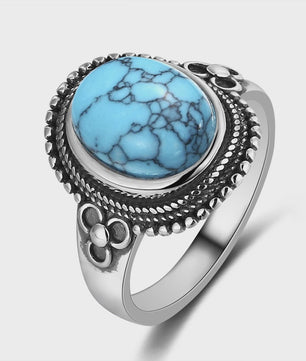 S925 Zilveren Ring met Ovaal Natuurlijke Turkoois - Fijne Sieraden voor Dames en Heren