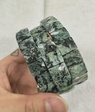 Natuurlijke Edelsteen Armband - Fluoriet & Citrien Vierkante Kralen
