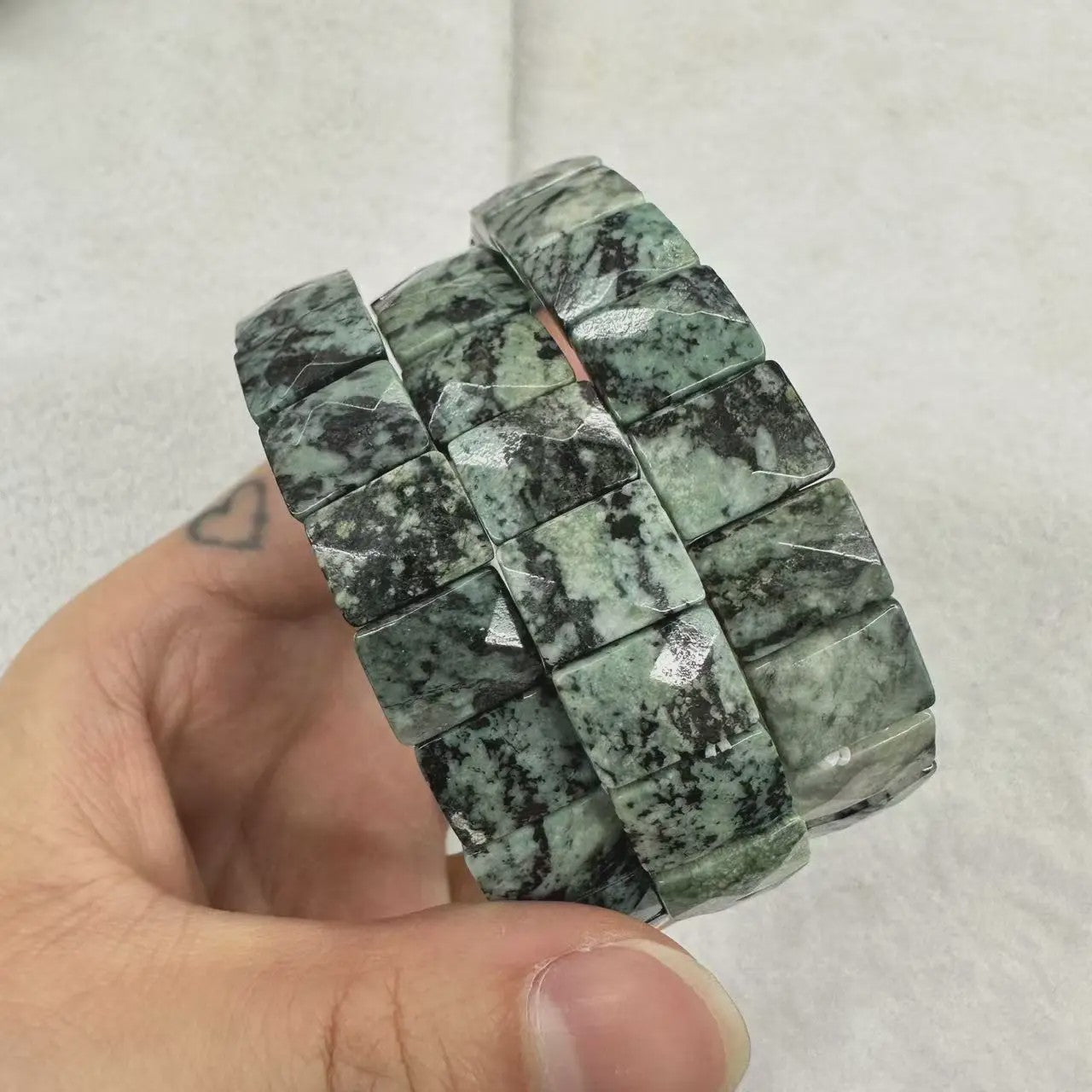 Natuurlijke Edelsteen Armband - Fluoriet & Citrien Vierkante Kralen