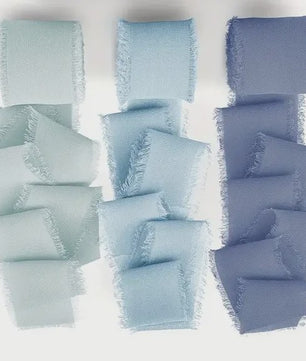 Handgemaakte Satijn Chiffon Lint Set - 3 Rollen van 5m met Rafeleffect voor Bruiloft, Cadeau & DIY Decoratie