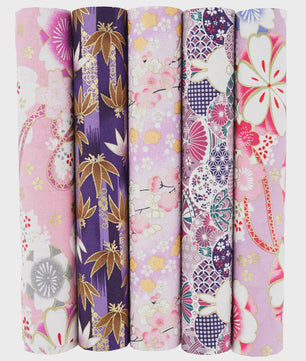 5x Japanse Katoen Stofjes Bundel - 25x25cm of 50x50cm - Patchwork & Quilt