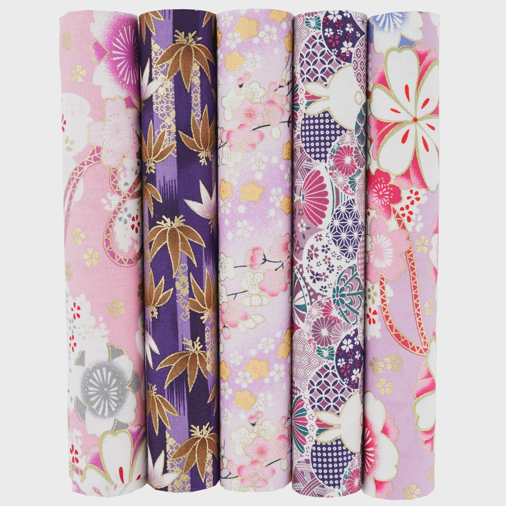 5x Japanse Katoen Stofjes Bundel - 25x25cm of 50x50cm - Patchwork & Quilt