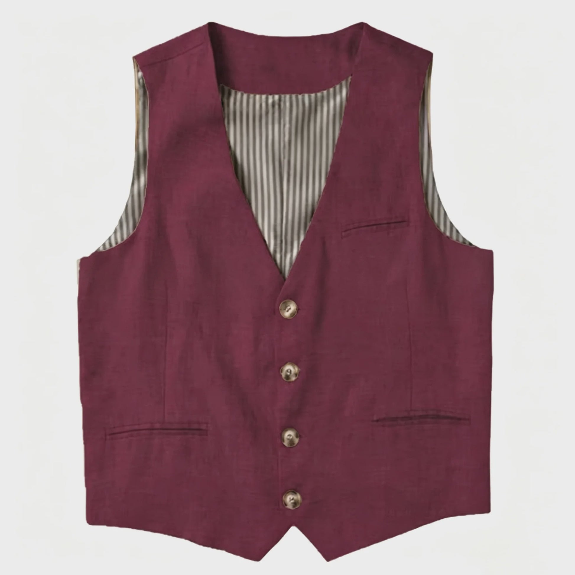Linnen Heren Gilet - Zomer Waistcoat V-hals Single Breasted Lichtgewicht