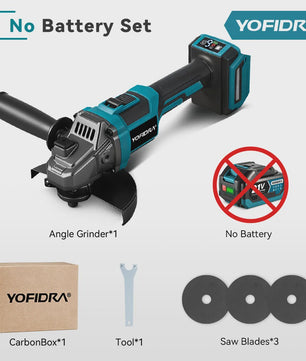 YOFIDRA Accu Haakse Slijper 125mm M14 - Borstelloze Motor, 21V Kracht