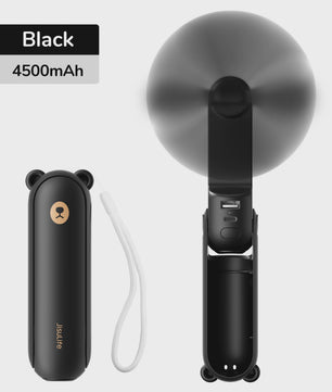 JISULIFE Draagbare Mini Ventilator: 3-in-1 USB Oplaadbaar met Powerbank & Zaklamp (4500mAh)