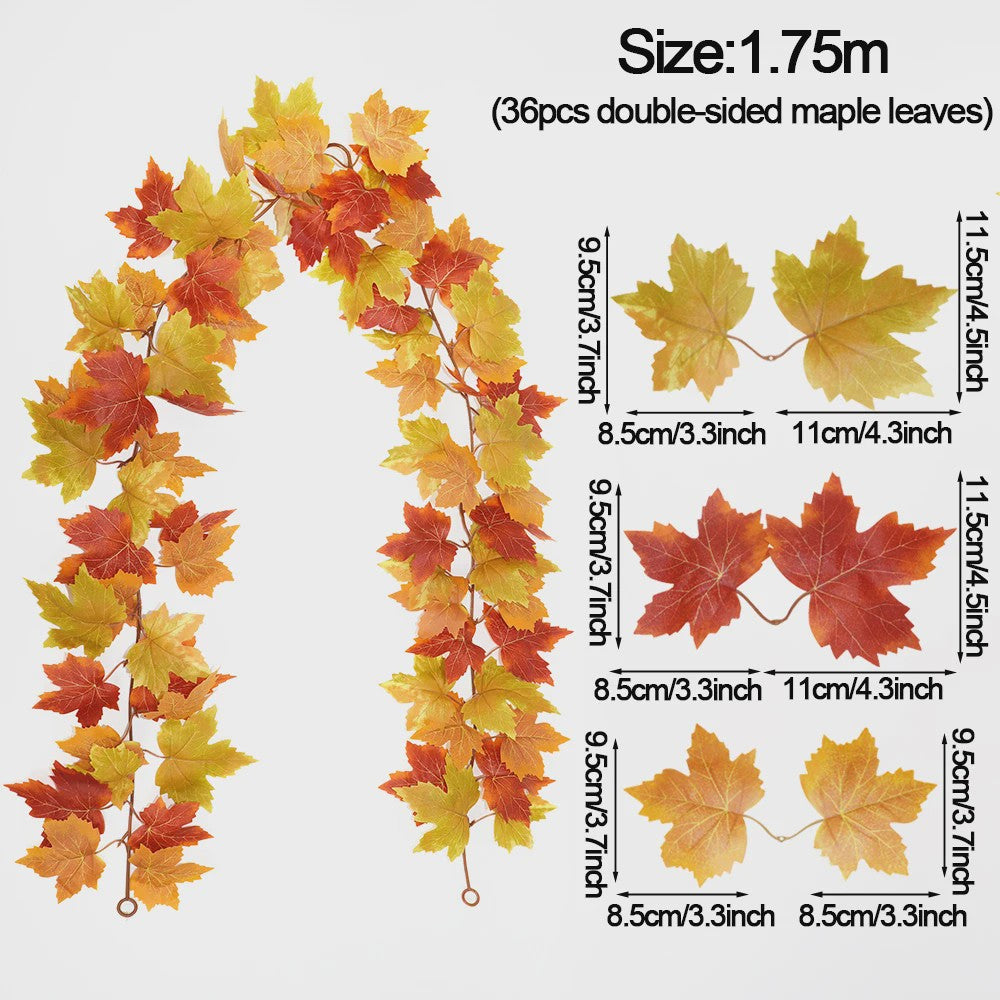 Herfst Slinger met Maple Bladeren - Kunstblad Slinger voor Thanksgiving, Halloween & Feestdecoratie
