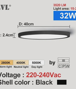 Ronde LED Plafondlamp met Houtnerf - 3 Kleuren Licht