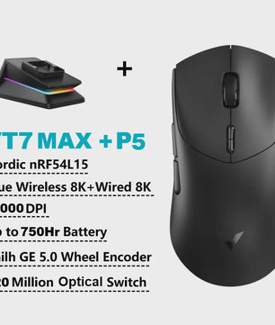Rapoo VT7 MAX Draadloze Gaming Muis: 8K Polling Rate, Ultralicht & 750u Batterij