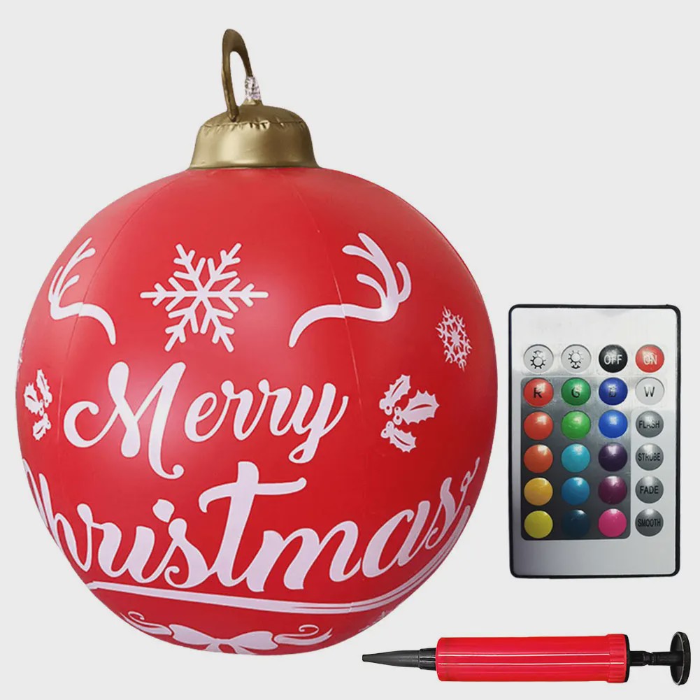 24 Inch Opblaasbare Kerstbal met LED Verlichting - XL Tuindecoratie