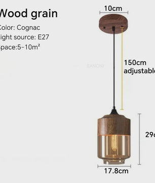 Scandinavische Houten LED Glas Hanglamp - Modern Design voor Woonkamer, Eetkamer & Slaapkamer