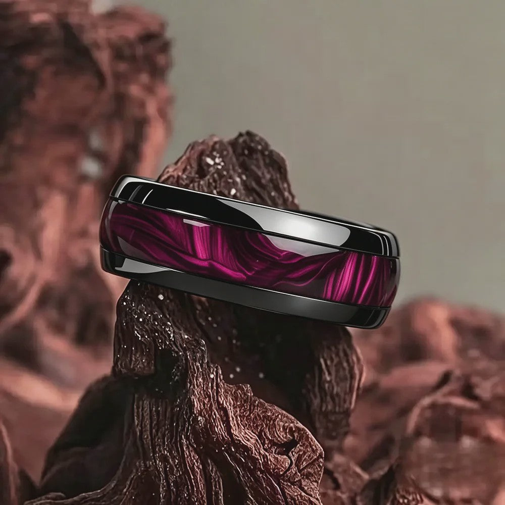 Luxe Groene Kristalstenen Ringen voor Mannen - 8mm Roestvrij Staal Trouwband