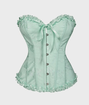 Sexy Jacquard Bustier Corset met Ruches en Push-Up Effect - Gothic Stijl