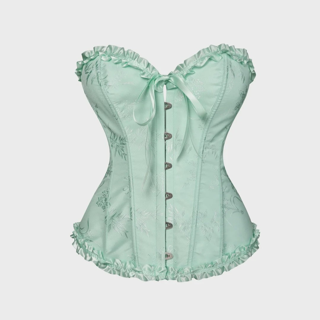 Sexy Jacquard Bustier Corset met Ruches en Push-Up Effect - Gothic Stijl