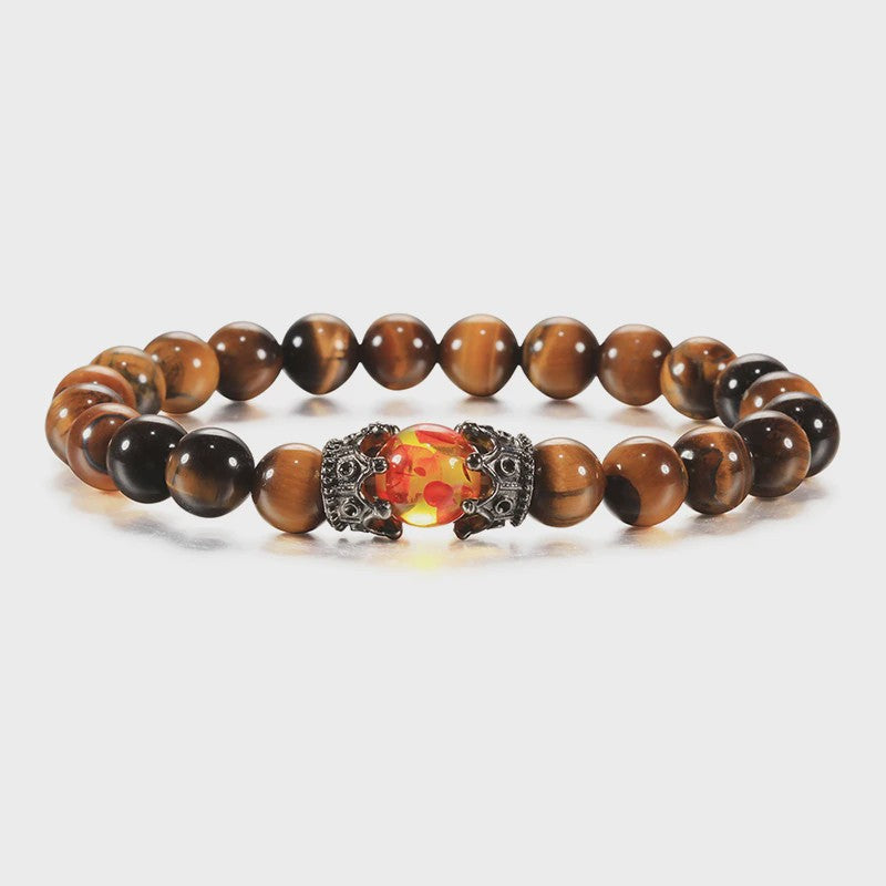 Verstelbare Lava Kralen & Tijgeroog Armband - Yoga & Helende Sieraden voor Hem en Haar