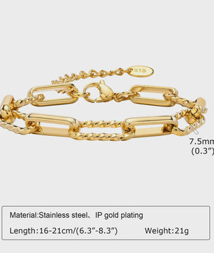 Gouden Roestvrij Staal Chunky Schakelarmband voor Dames - Waterdicht & Verstelbaar