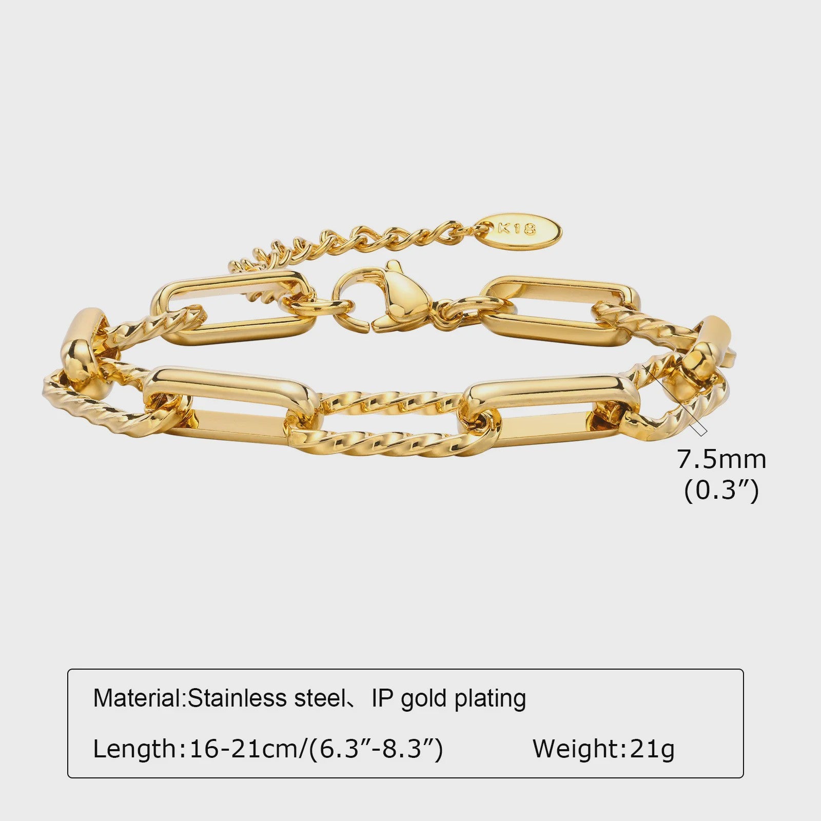 Gouden Roestvrij Staal Chunky Schakelarmband voor Dames - Waterdicht & Verstelbaar