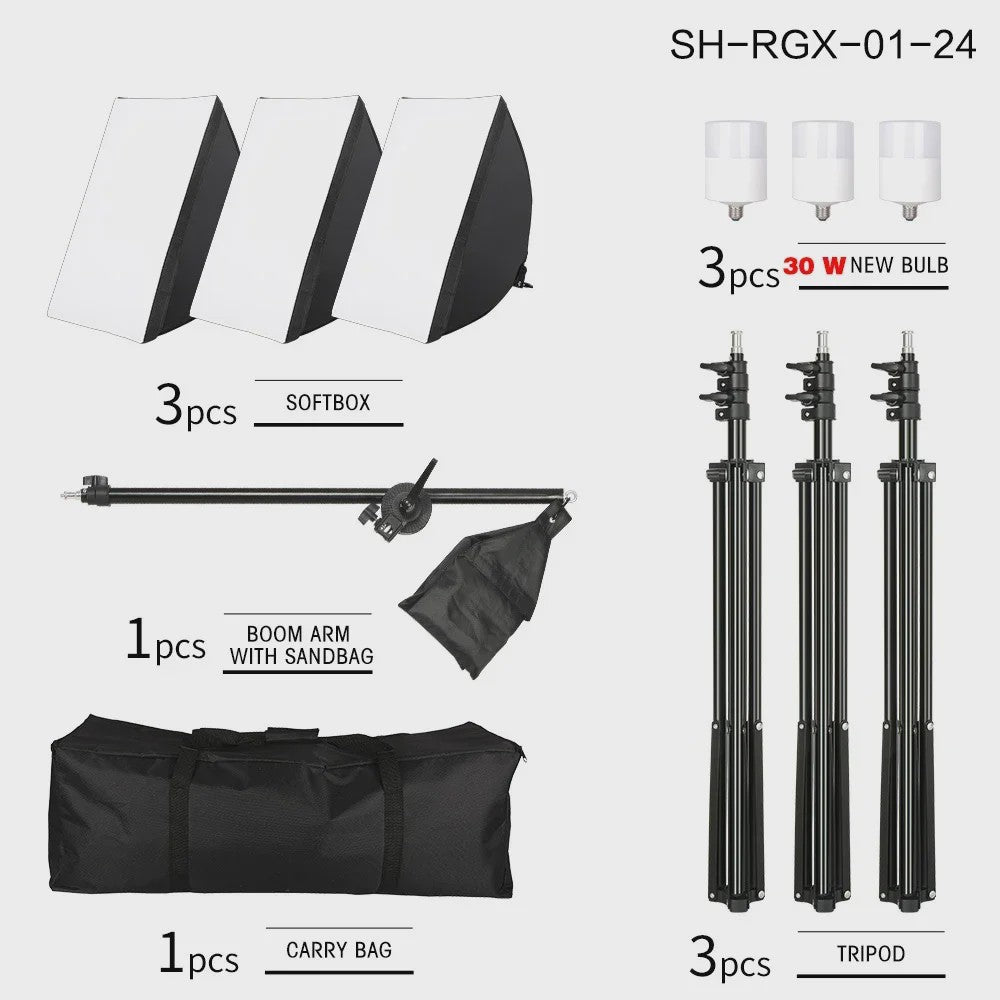Professionele Softbox Verlichtingskit 50x70CM met E27 Fotografie Lampen