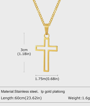 Stijlvolle Gouden Heren Ketting met Kruis Hanger - Roestvrij Staal, Vintage Mode Sieraden