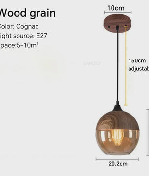 Scandinavische Houten LED Glas Hanglamp - Modern Design voor Woonkamer, Slaapkamer & Eetkamer