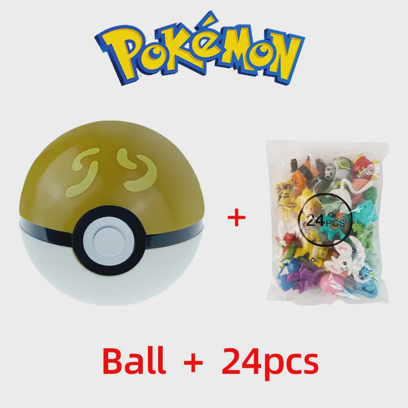Set van 24 Pokemon Figuren - Diverse Stijlen, 2-3cm - Pikachu, Pokeball & Meer - Leuk Cadeau
