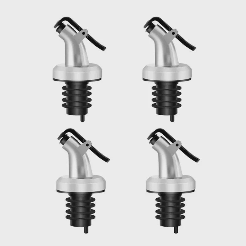 Set van 4x Wijnfles Stop & Olijfolie Schenktuit - Lekvrije Keuken Bar Accessoires