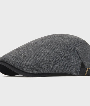 Vintage Heren Oktagonale Pet - Stijlvolle Visgraat & Streep Casual Hoed voor Dagelijks Gebruik