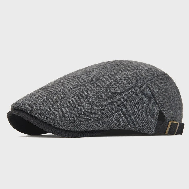 Vintage Heren Oktagonale Pet - Stijlvolle Visgraat & Streep Casual Hoed voor Dagelijks Gebruik