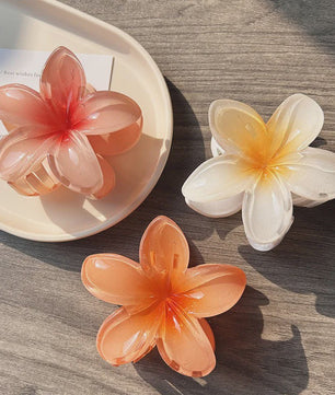 3x Grote Boho Bloemen Haarclips Acryl - Gradient Kleuren & Hawaii Stijl Haaraccessoires voor Dames