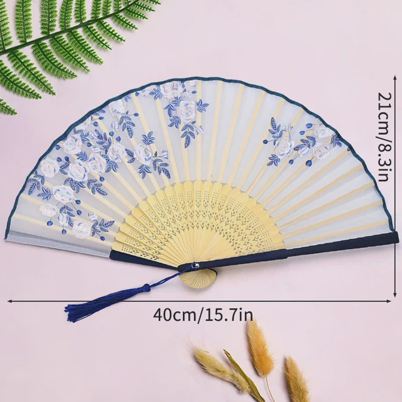Elegante Chinese Stijl Vouwbare Handwaaier met Kwastje - Perfect voor Dans, Decoratie of Cadeau