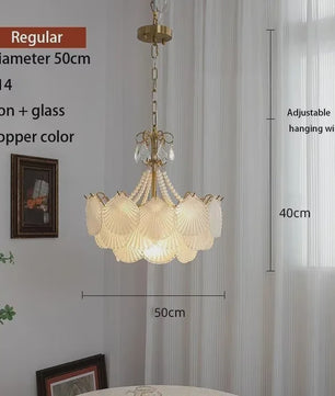 Moderne Koperen Plafondlamp met Schelp Glas en LED - Stijlvolle Hanglamp voor Woonkamer, Eetkamer & Slaapkamer
