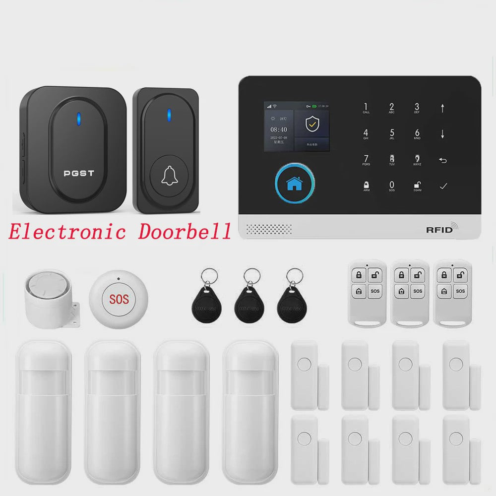 Slim Beveiligingssysteem voor Thuis: WIFI/GSM Alarm met Deur- en Bewegingssensoren, Tuya & Alexa Compatibel