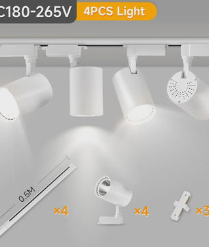 LED Railverlichting Set: 220V Plafondspots (12-40W) voor Woonkamer & Keuken
