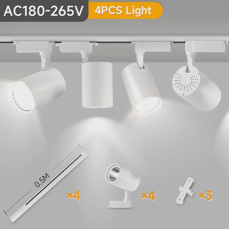 LED Railverlichting Set: 220V Plafondspots (12-40W) voor Woonkamer & Keuken