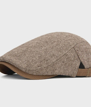 Vintage Heren Oktagonale Pet - Stijlvolle Visgraat & Streep Casual Hoed voor Dagelijks Gebruik