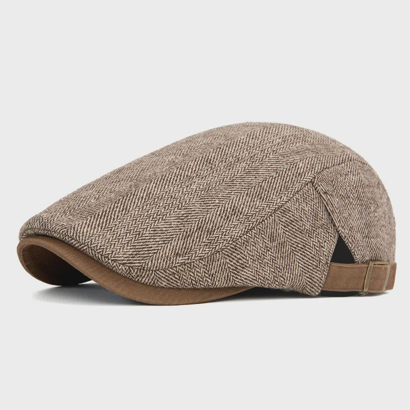 Vintage Heren Oktagonale Pet - Stijlvolle Visgraat & Streep Casual Hoed voor Dagelijks Gebruik