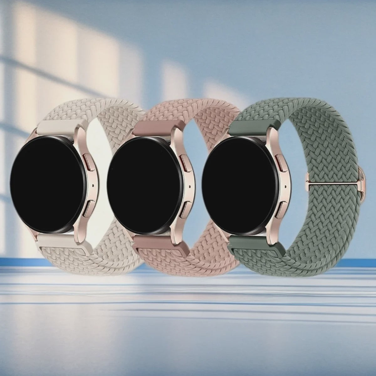 3x Elastische Nylon Bandjes voor Smartwatches (18/20/22mm) - Snelwissel & Comfortabel