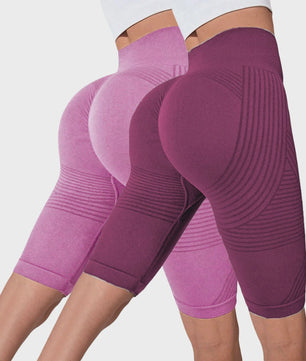 2-Pack Seamless High-Waisted Yoga Shorts met Push-Up Effect - Perfect voor Fitness & Training