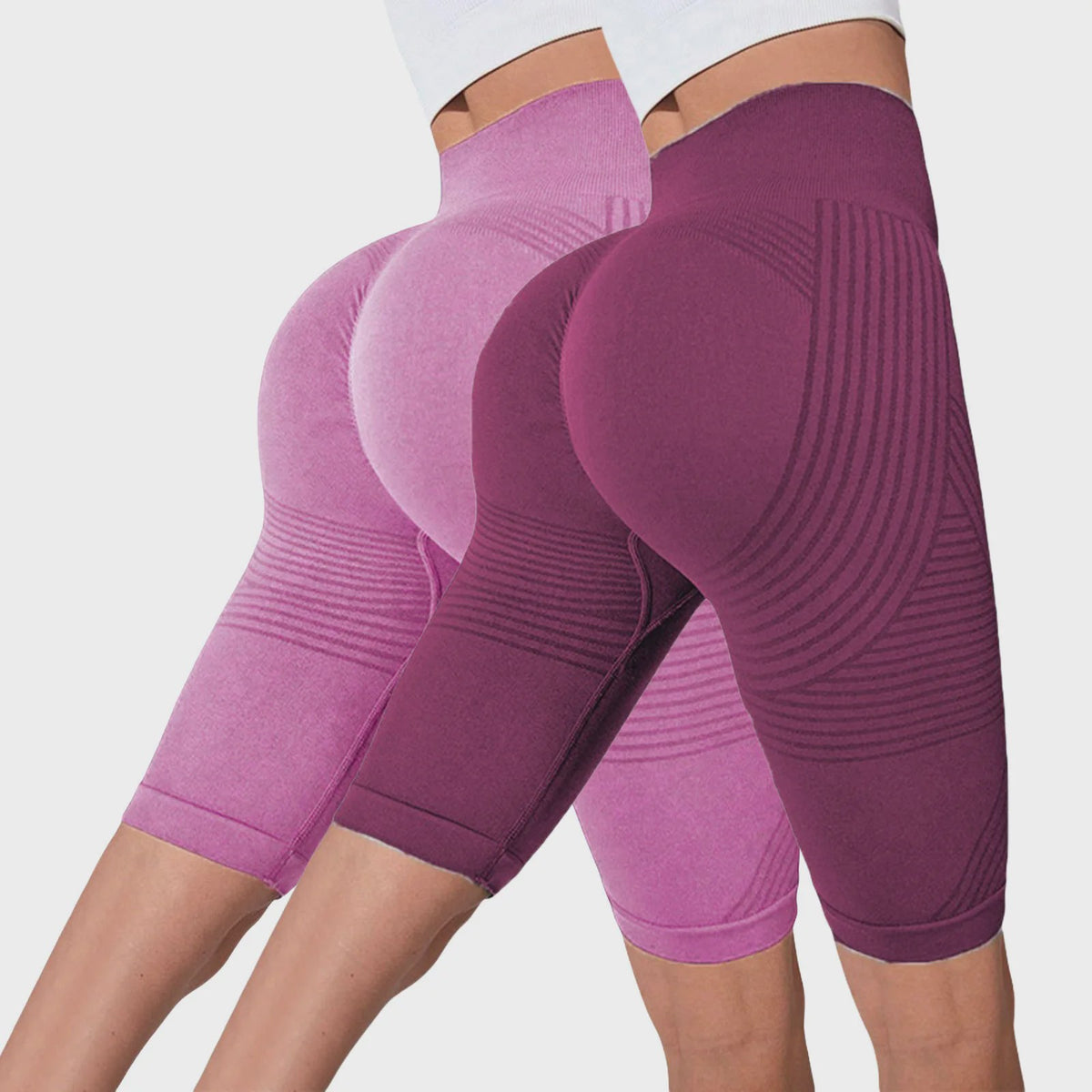 2-Pack Seamless High-Waisted Yoga Shorts met Push-Up Effect - Perfect voor Fitness & Training